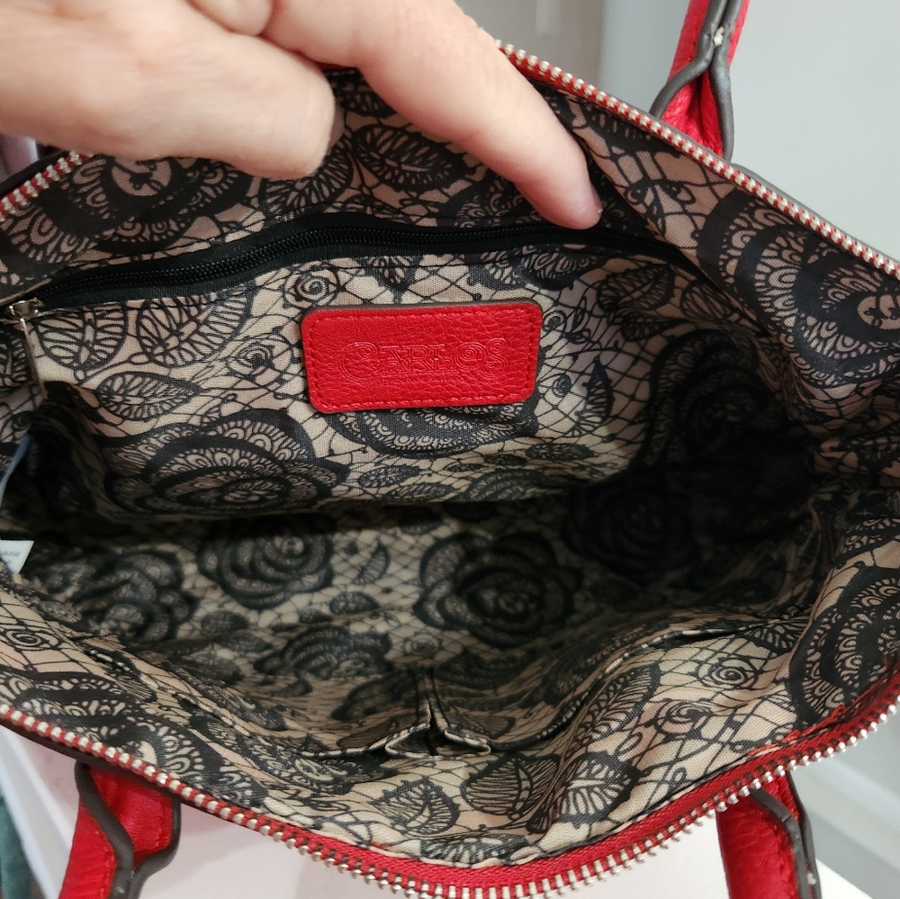 Bueno‎ Red Studded Satchel Handbag w Matching Wristlet 2Pc Set NWOT - Picture 5 of 11